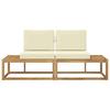 Outdoor End Sofa with Cushions 2 Pieces White Solid Acacia Wood