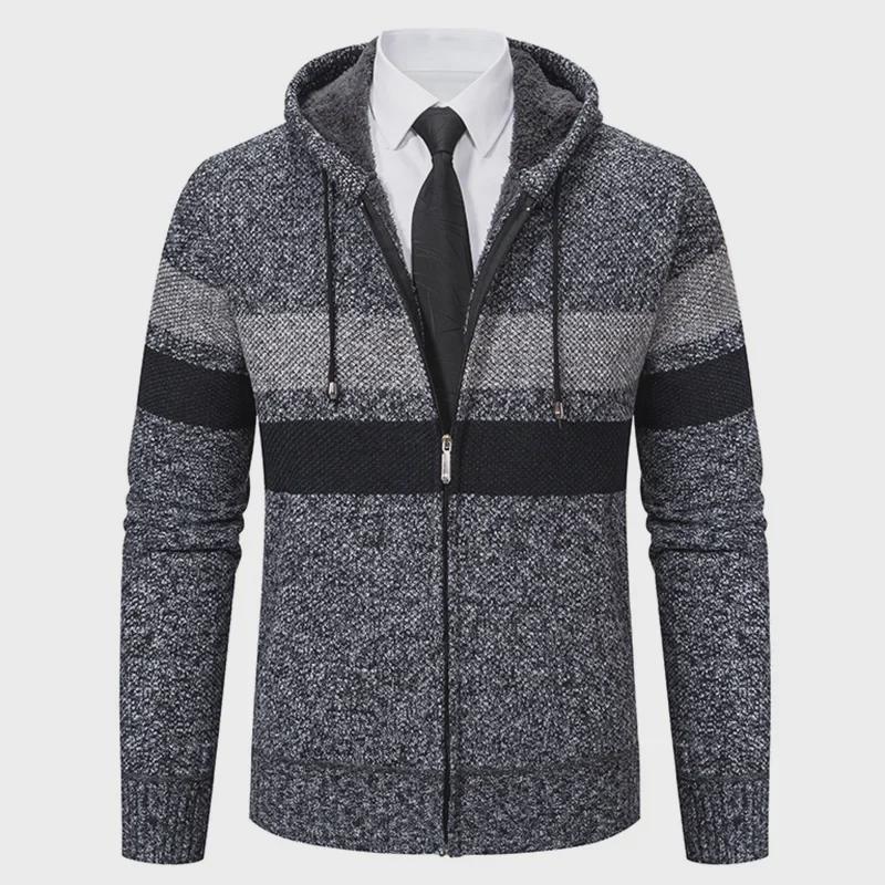 Cárdigan con capucha estilo coreano 2023 para hombre: manga larga, grueso, tendencia otoño/invierno.