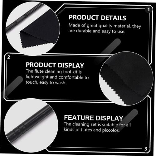 Yardwe 1 Set Long Whistle Cleaning Rod Piccolo Cleaning Rod and Cloth Kit