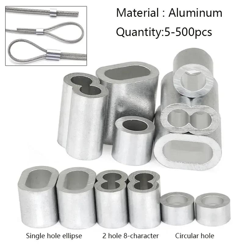 5-500Pcs Aluminium Crimping Loop Sleeve, Aluminum Ferrules Cable Crimp Sleeves for Wire Rope Stopper, Sturdy Accessories