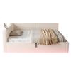 Letto imbottito 140 x 200 cm con illuminazione a LED, porte Type-C e due USB, schienale angolare a L, velluto, telaio letto idraulico Beige (Materasso non incluso)