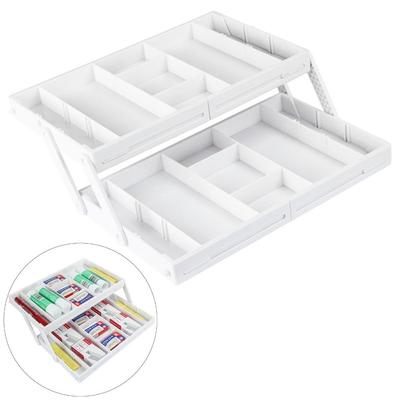 2/3 Tier Expandable Storage Tray Multi Grid Flatware Storage Divider  Kitchen Organizer
