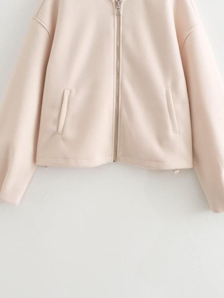 Damska luźna casualowa kurtka w jednolitym kolorze na jesień/zimę 2024 - Styl europejski i amerykański