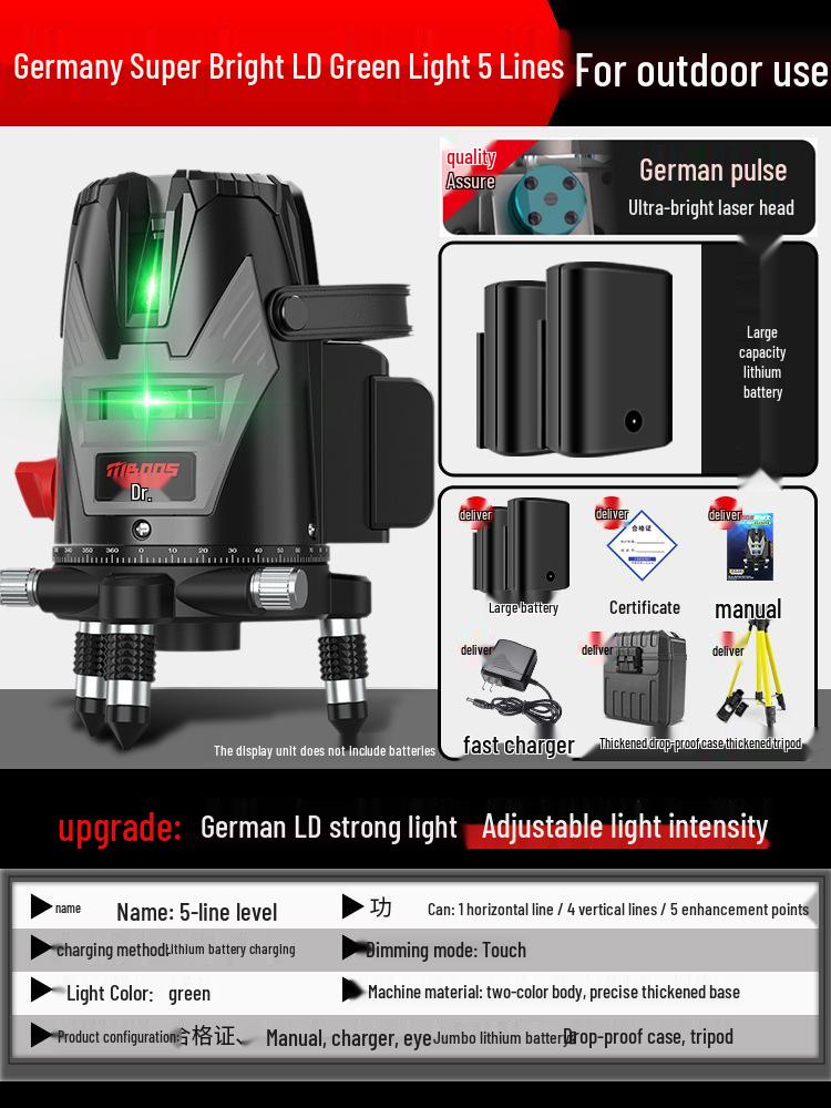 High Precision Automatic Infrared Laser Level with Strong Light for Indoor/Outdoor Use