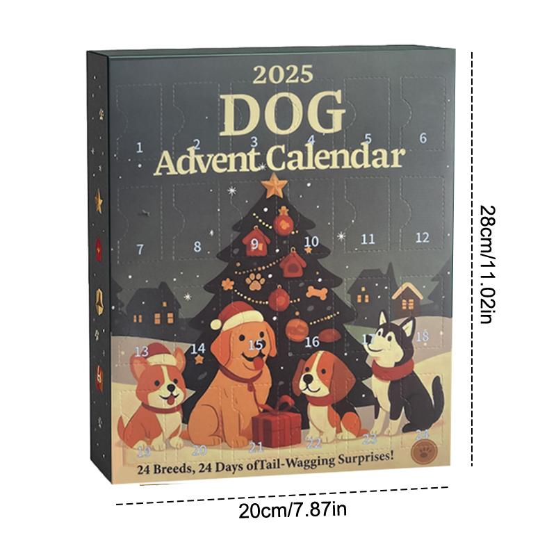 

Собачий адвент-календарь 2025 - 24 шт. 2D праздничные украшения с породами - Адвент-календарь для питомцев с многоразовыми украшениями, уличные гаджеты разноцветный