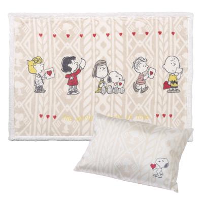 Nishikawa Snoopy Cushion and FQ92407002 Blanket, Washable, Love, Ivory,