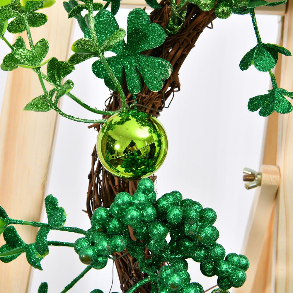 Irish Festival Wreath Bow Green Clover Wreath St Patrick'S Day Decorative Door Hanging