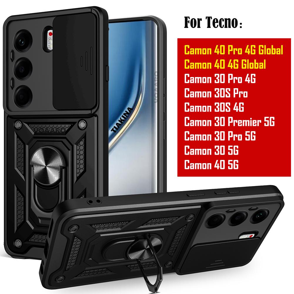 Slide Lens Armor Funda for Tecno Camon 40 Pro 4G Global Case for Tecno Camon 40 30 Premier 5G 30S Pro Case Magnetic Ring Cover