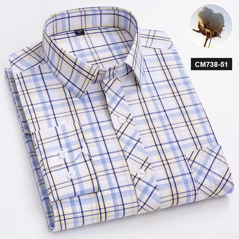 Neu im Hemd 100% Baumwolle Langarmhemden für Herren dünn slim fit formell einfarbiges Hemd karierte Designer-Oberteile Büro elegante Kleidung