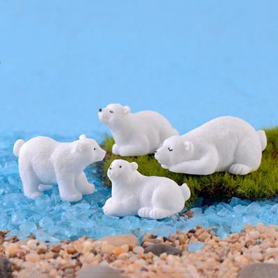 1 PC Mini Fairy Garden Micro Landscape  Simulation White Bear Animal  Miniatures Polar Bear Figurines