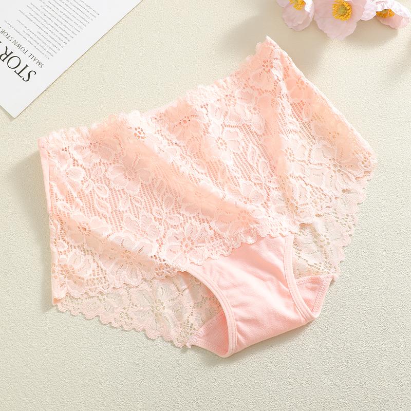 S-XXL Women Mid-Rise Lace Panties Sexy Solid Color Lace Trim Underwear Female Luxury Hollow Out Briefs Cozy Breathable Lingerie