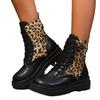 Autumn and winter new women's boots large size casual short boots leopard print splicing women's boots