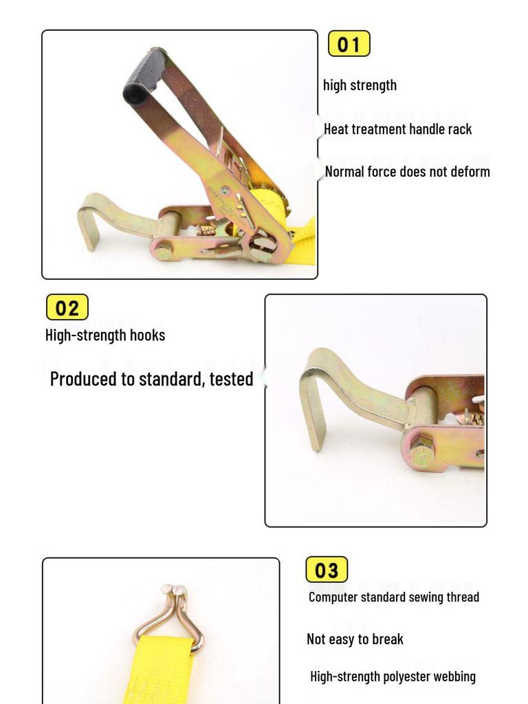 Bangqiang Small Car Fixation Straps - 3T, 2.5m Car Carrier Tie-Downs