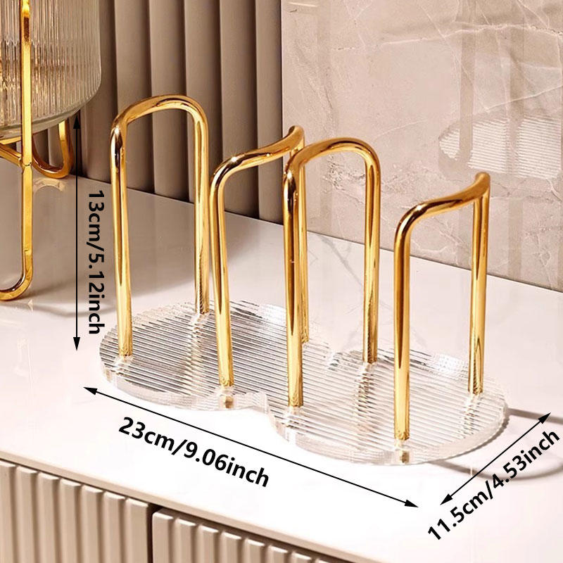 Elegant Cup Holder Stand For Disposable Tea Coffee Cup Modern European Portable Luxury Home Organizer With Extended Mug Display Rack And Storage Shelf