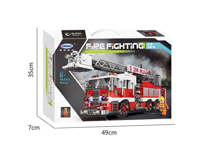 Star Fort Aerial Ladder Fire Truck XB03031: Educational Building Block Toy for Kids