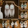 Bohemian Colorful Feather Tassel Dangle Earrings - Ethnic Style Silver Miao Design