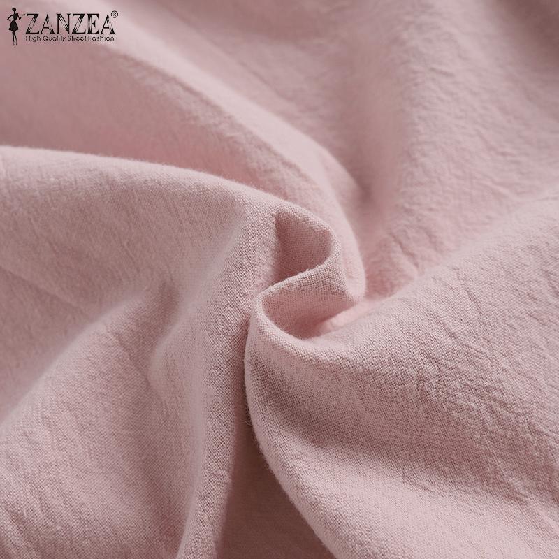 ZANZEA Women Blouse Casual O-neck Long Sleeve Cotton T-shirt