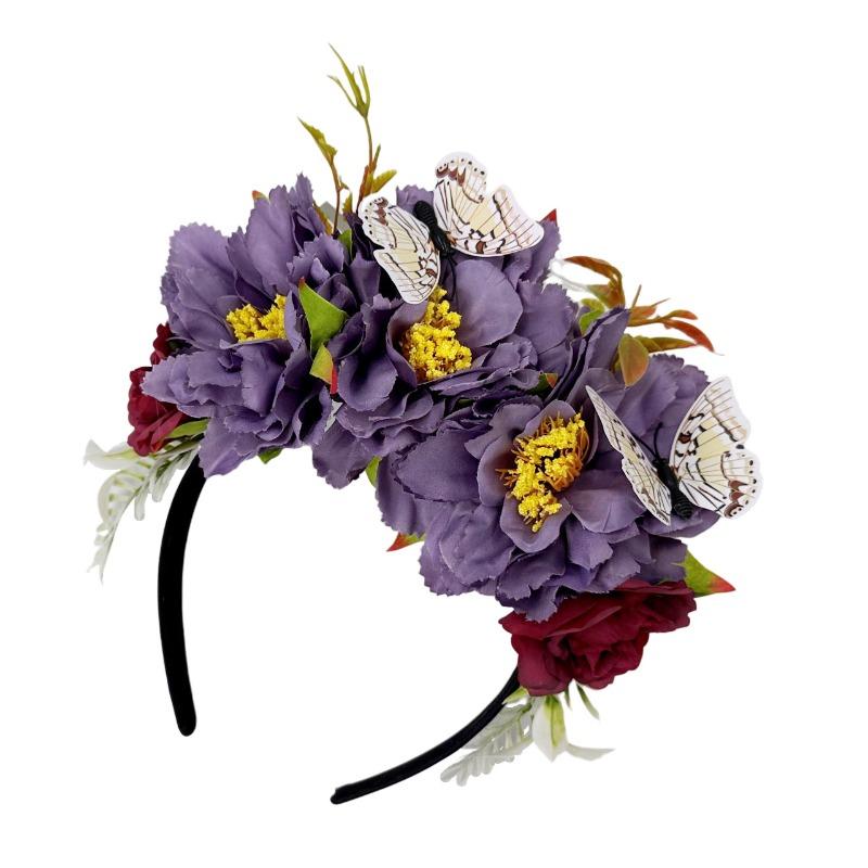 New simulation butterfly big flower headband fashion vacation Mexican party headdress