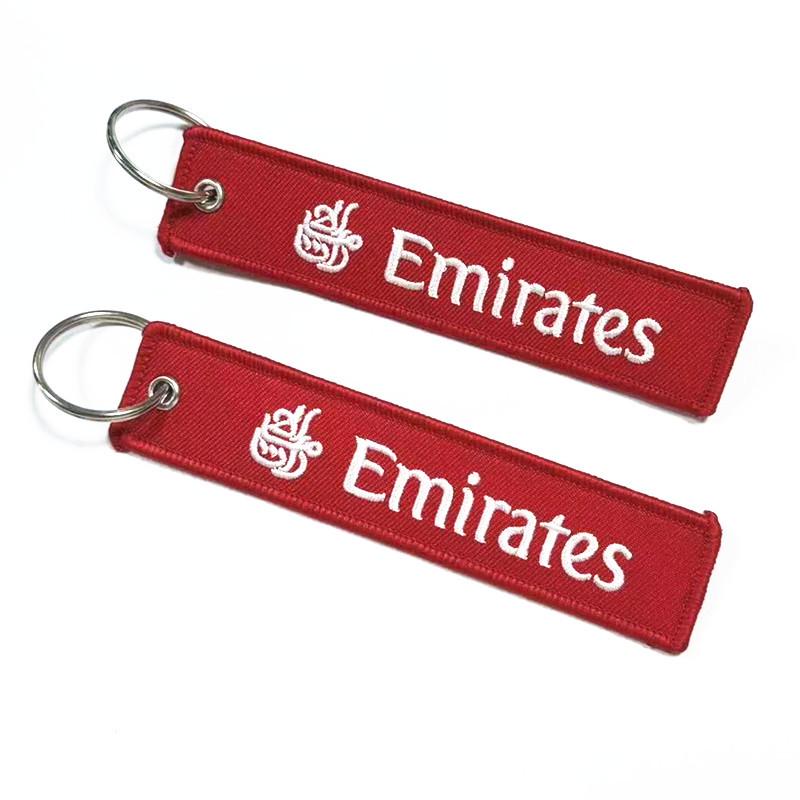 Portachiavi Pendente Ricamato Double-Sided Emirates Airline - Regalo Personalizzato per Attività di Volo