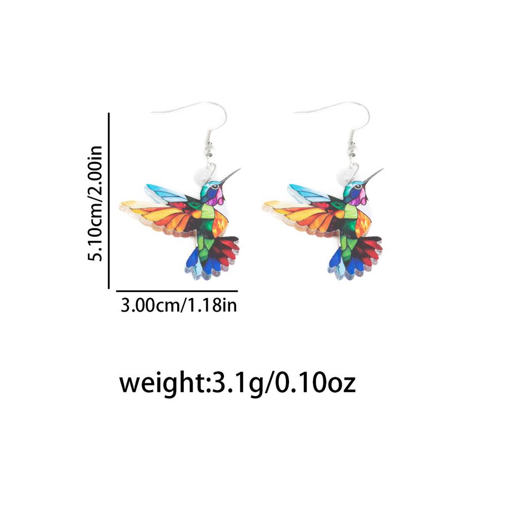 Beautiful Bird Starts the Spring, Colorful Fashion Retro Mid-century Style Ins Network Sense Earrings