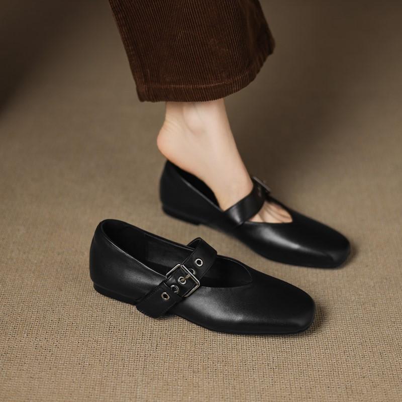 Fashion AIYUQI Women’s Flat Shoes 2025 New Buckle Mary Jane Female Shoes Genuine Leather Large Size Ballet Women Loafers