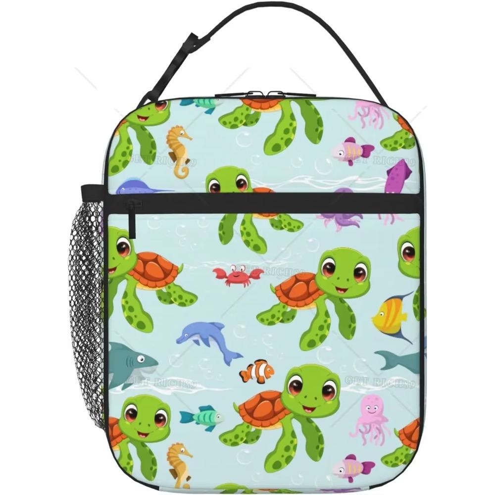 Cartoon Schwertwal Wiederverwendbare Isolierte Kühltasche Lunchtaschen für Männer Frauen Auslaufsicher Große Tragetasche Lunchbox Snacktasche mit Tasche