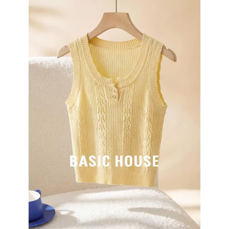 Basic House Women s Hollow Knit Camisole Vest M