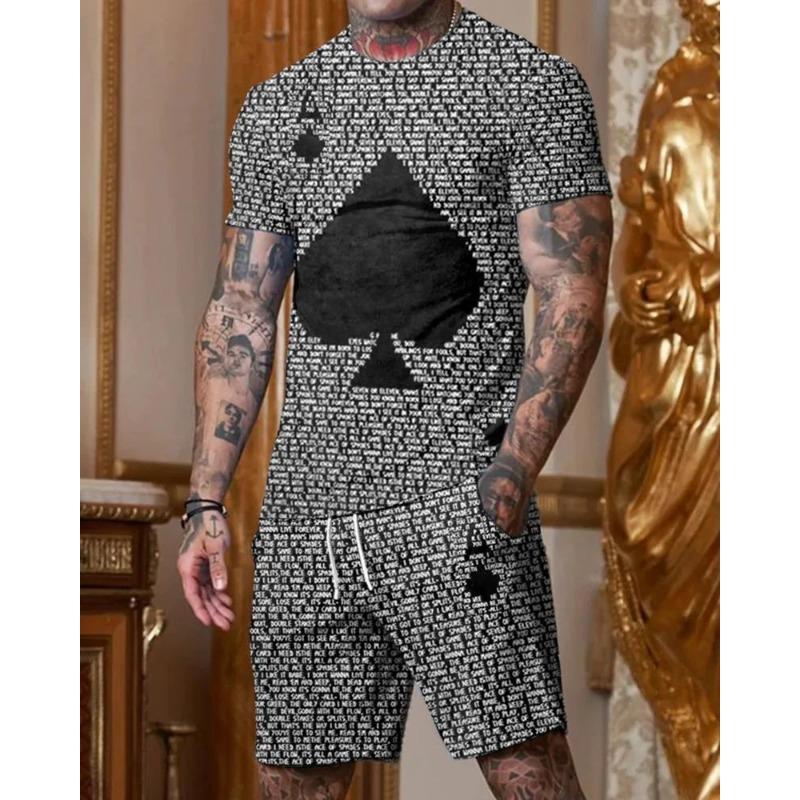 Men's Breathable and Comfortable Short Sleeved Suit Best-selling New Set 3D Printing Design for Outdoor Travel