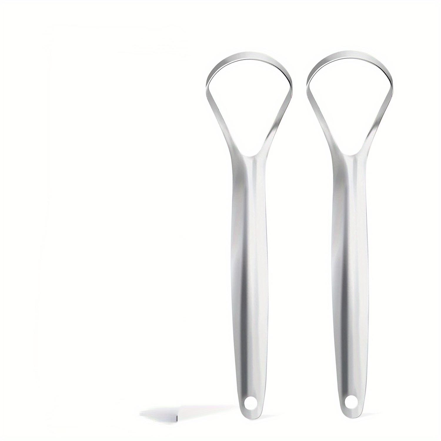 

2pcs adult tongue coating scraper, portable and reusable stainless steel fresh breath tongue cleaner,oral care tool (large size)