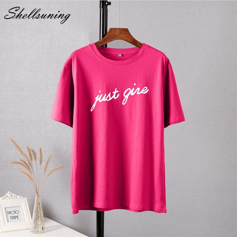 Shellsuning Casual Lose T Shirts Frauen Sommer Trendy Baumwolle Harajuku Graphic Tees Weibliche Einfache Kurzarm Brief Gedruckt Tops