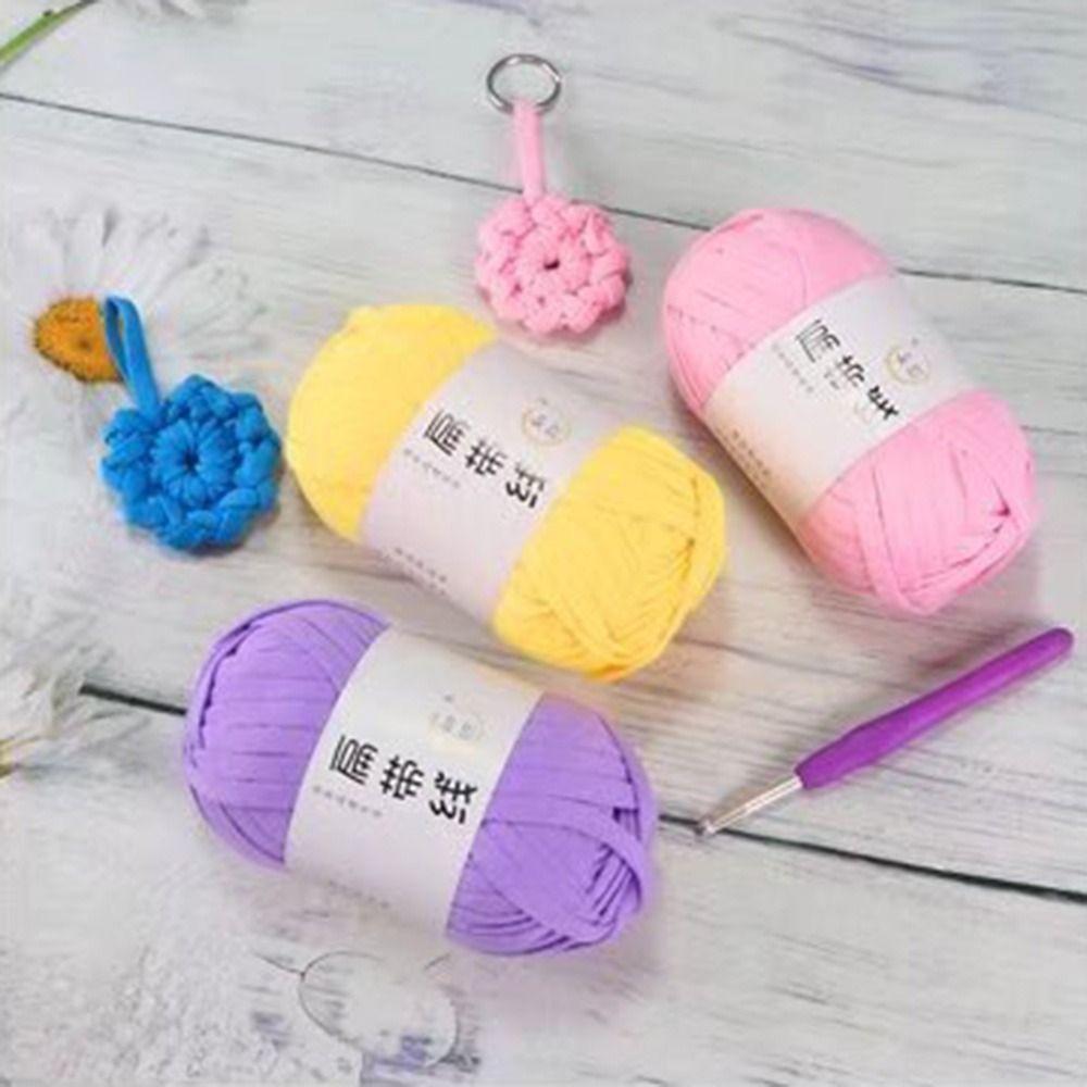 Elastic Flat Thread T-Shirt Yarn 40M Crochet Carpets Yarn Skin-friendy Thick Crochet Yarn  Beginner