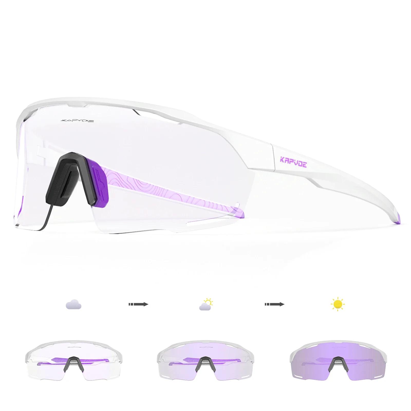 

Kapvoe-RED Photochromic Cycling Sunglasses for Men Blue Photochromism Glasses Cycl Mountain New Bicycle Goggles Eyewear Sports Photochromic-1lens
