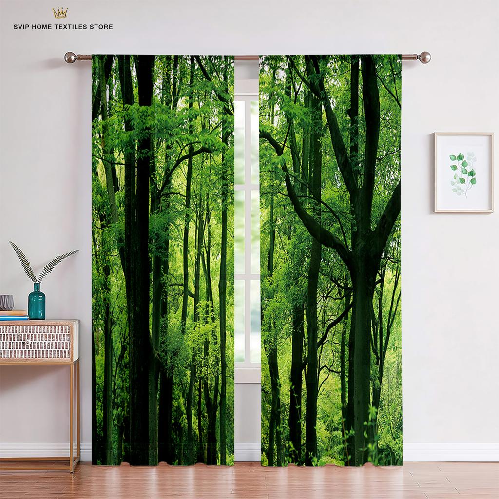 Žaluzie Závěsy do obývacího pokoje, Les Džungle Strom, Přírodní scenérie, Krajina, Tenké, Vodopád, Kuchyně, Ložnice,