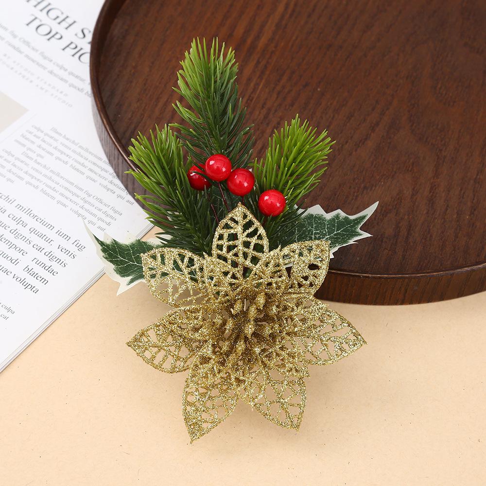 Christmas Flowers, Christmas Celebration Decorations, Scallion Powder with Hollow Flowers, Christmas Tree Decorations, Pendants, Ornaments, Handicraft
