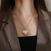 Women's Openable Round Heart-Shaped Pattern Photo Frame Photo Box Pendant Necklace