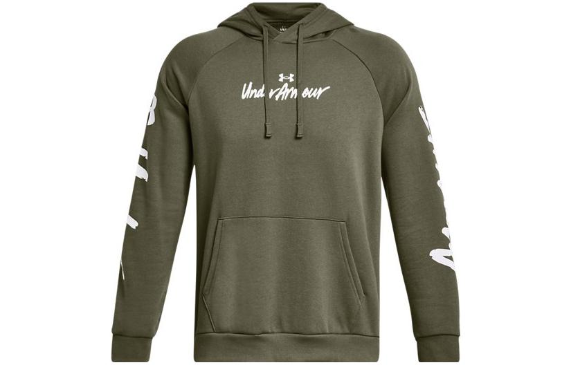 Under Armour Rival Sweatshirts Men s Green Hooded Thickened Regular 1379760-390 XL