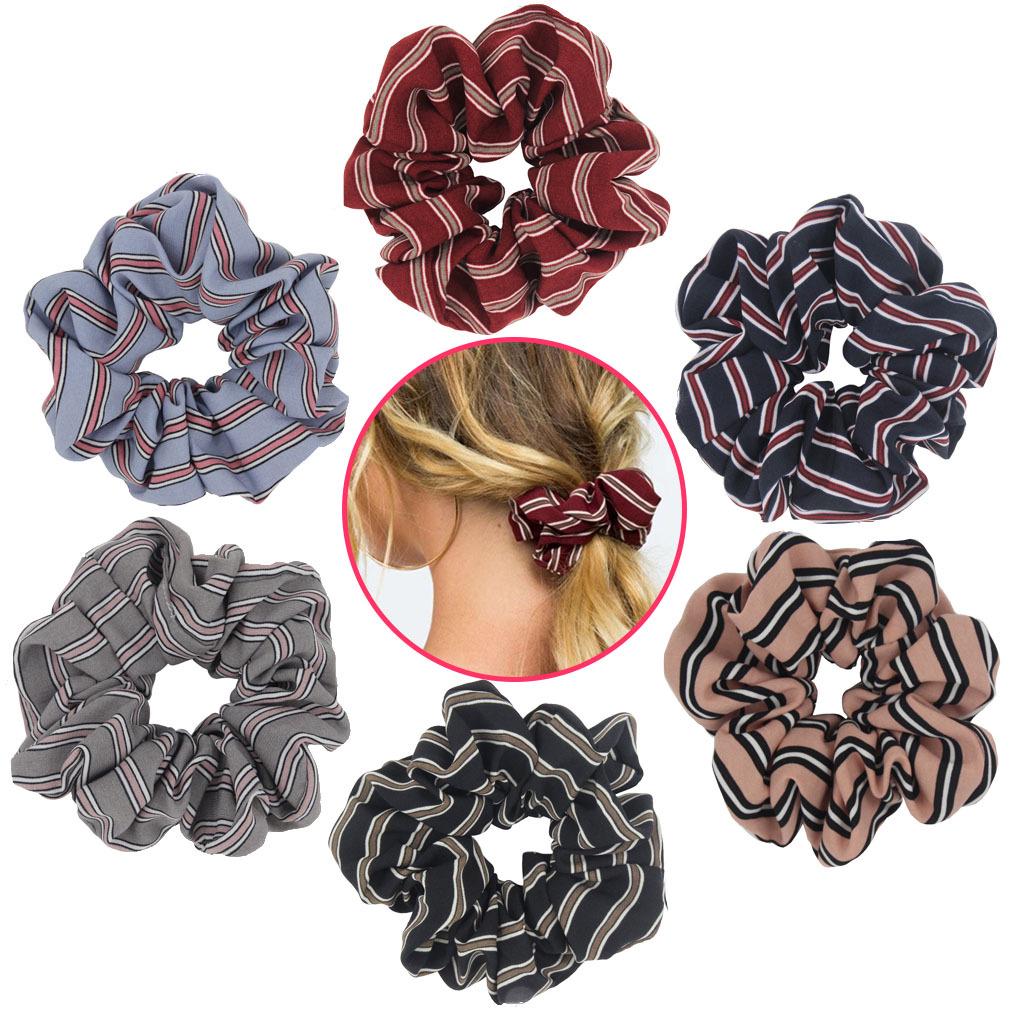 

Chiffon Two-Color Striped High Elastic Women s Hair Tie бордовый