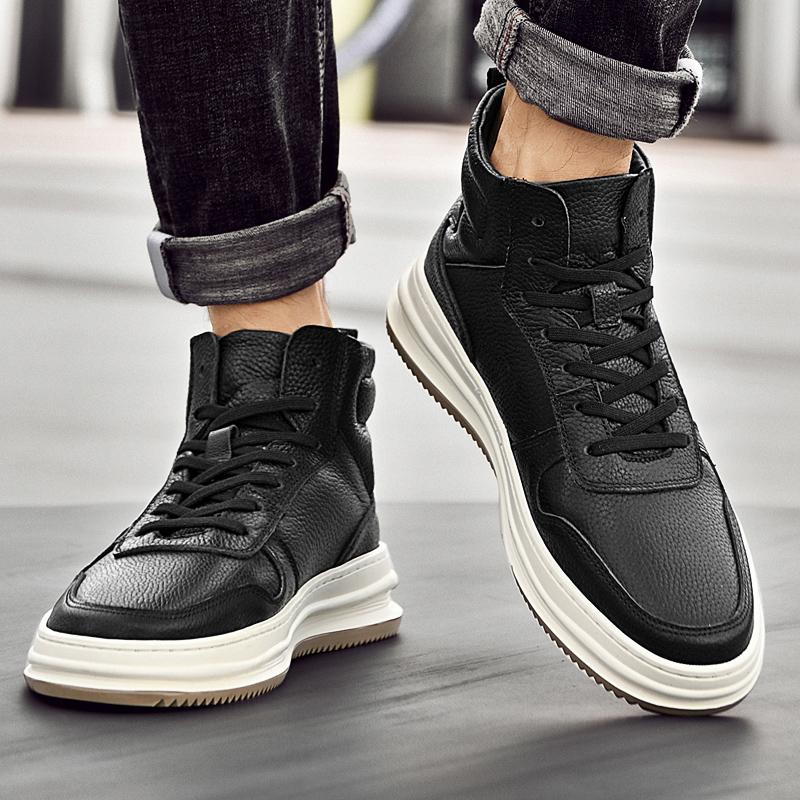 Man Casual Boots High Quality Men Sneakers New Outdoor Comfy Mens Ankle Boots Fashion Low Top Men High Top Shoes Genuine Leather