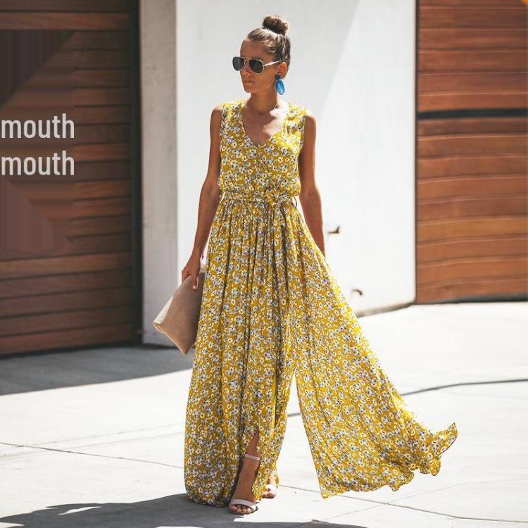 

Bohemian Commute Dress Sleeveless XX-Large жовтий
