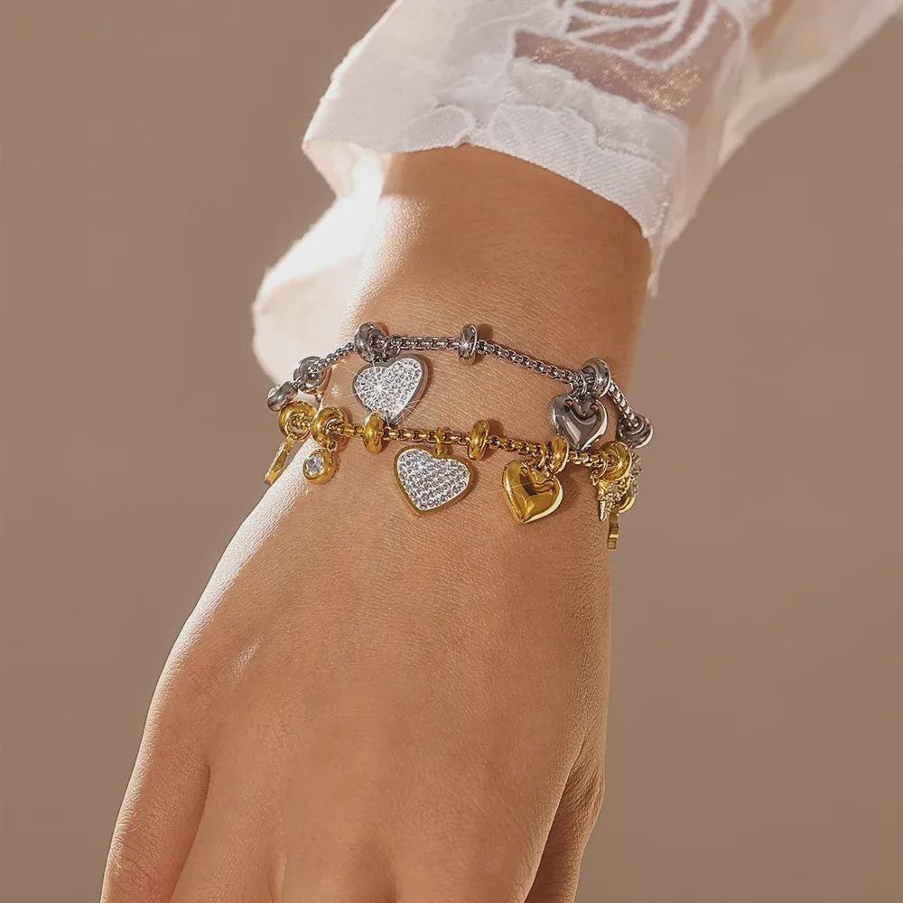 Elegant Love Diamond Bracelet: 18k Gold-Plated Titanium Steel, Niche Design, Perfect for Couples