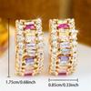 Multicolor Crystal Zircon Small Square Stone Hoop Earrings For Women Charm Gold Color Ear Buckle Wedding Jewelry Versatile Gifts