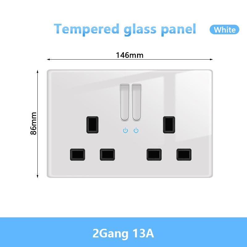 White LED Indicator Light Switch Panel Glass Piano Key Self-reset Wall Switch socket,UK FR EU Universal USB Electrical Outlet