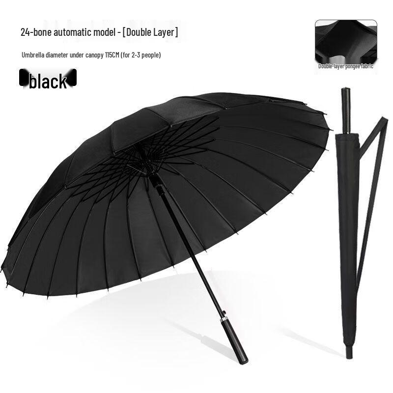 Men s 24-Rib Double-Layer Long Straight Umbrella