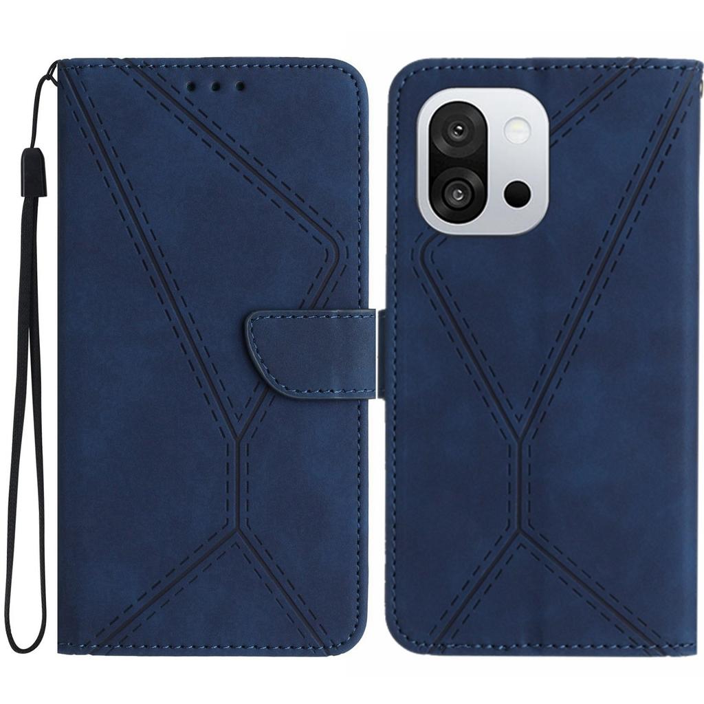 For OnePlus 13T 5G Case Skin Touch Lines Imprinted PU Leather Flip Phone Cover