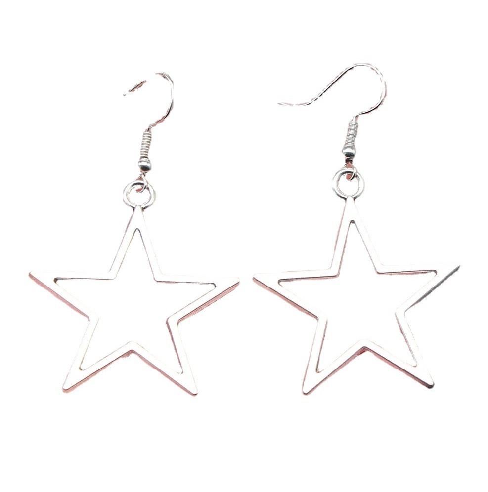 Silver 36x33mm Trendy Hollow Star Pendant Necklace In Alluring Alloy For Style Unisex