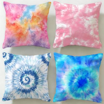Tie Dye Pattern Cushion Cover Soft  EasyWash Pillow Case  Versatile for Couch Bed Travel and Office