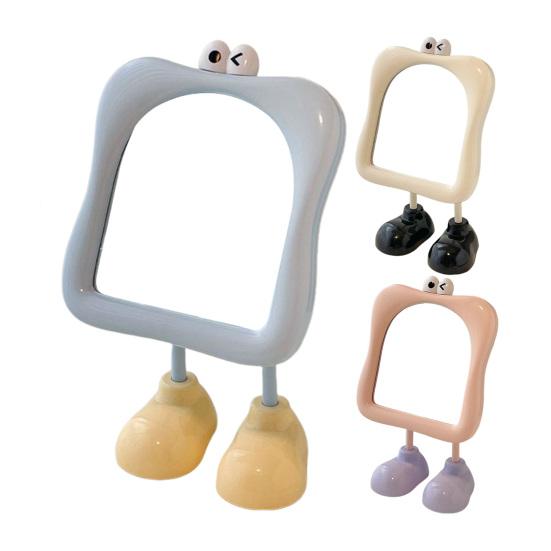 Desk Mirror with Standing Legs Square Frame with Eyes Desktop