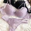 Sexy Hollow Cross Sling Bra French Lace Flowers Embroidery Women Underwear Set Comfort Thin Cup Push Up Bras Romantic Lingerie