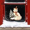 Transparent Glass Pattern Christmas Fox Window Clings, Winter Forest Animal Double-Side Sticker, Cute Graphics Reusable Static Decals for Holiday