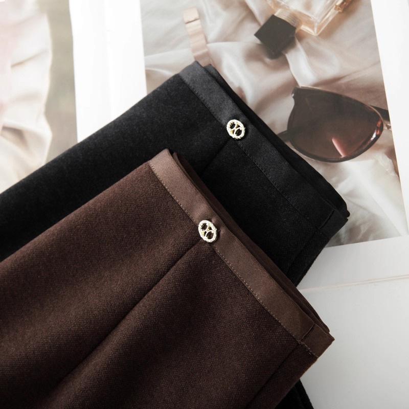 Women's Elegant High-Waisted Black and Gray Wool Blend Pencil Skirt - Autumn/Winter 2025 Collection